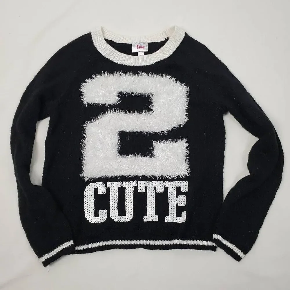 Justice Girls 10 Large Black Sweater